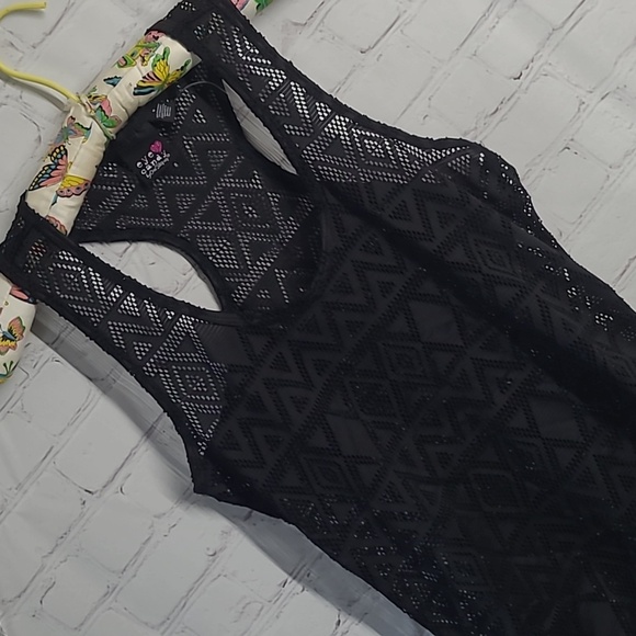 Eye Candy Sheer Fishnet Racerback Black Tank Top Womens Size Medium - Picture 5 of 15